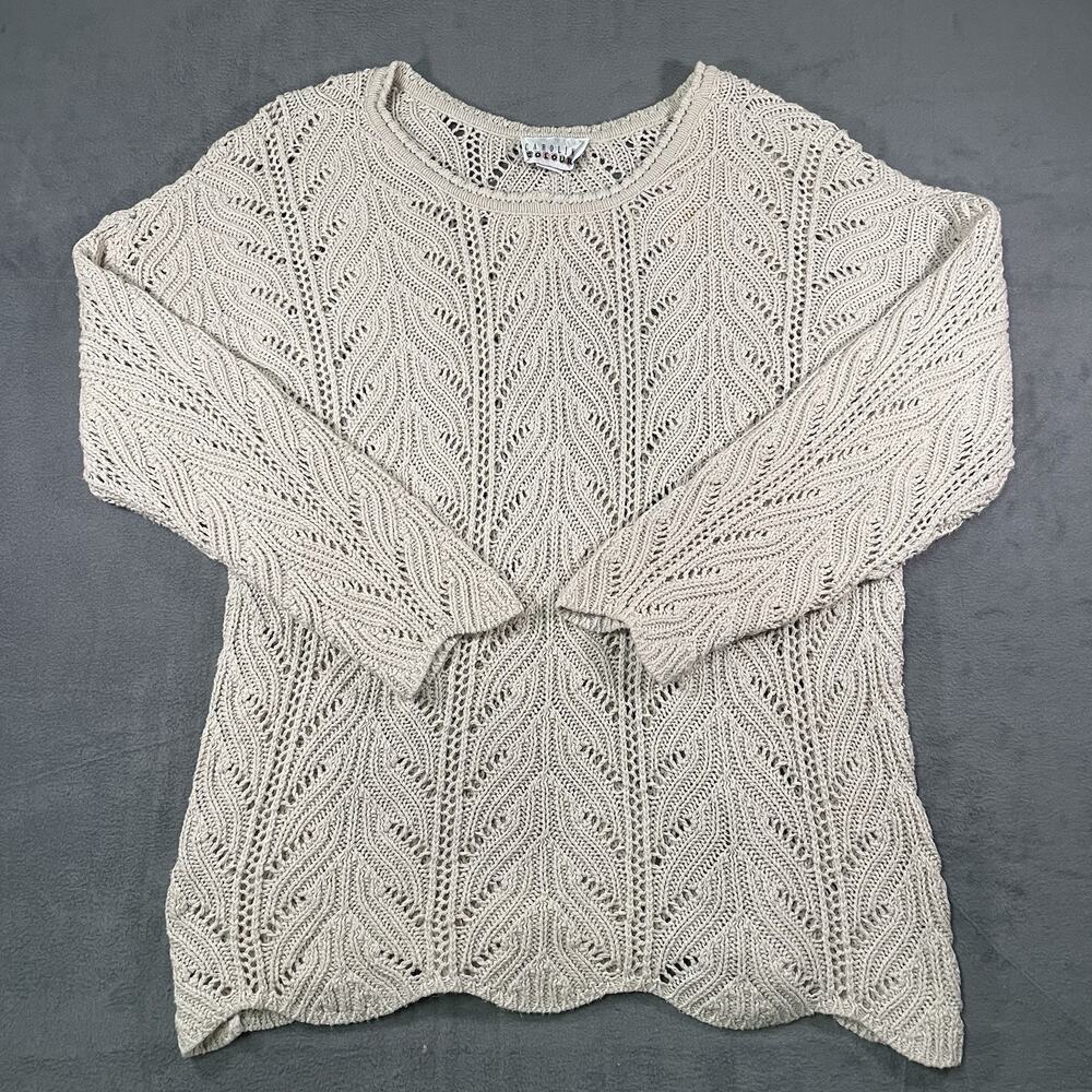 Vintage Carolina Colours Sweater Beige Women’s L Cotton Knit Long Sleeve Boho